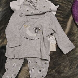 Cozy Gray Kids Pajama Set with Koala and Star Design
